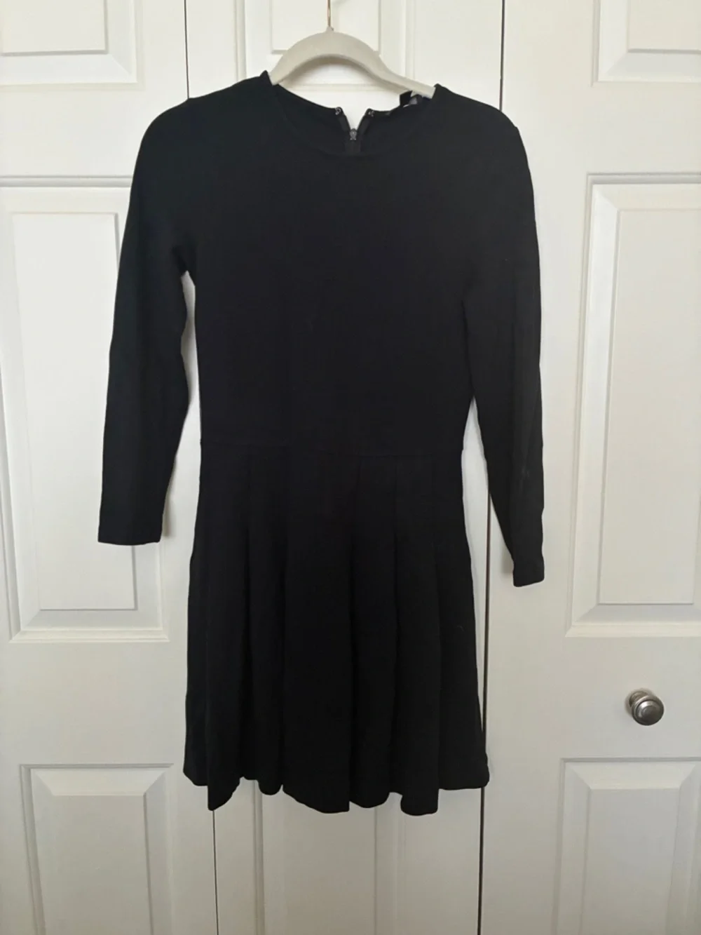 J. Crew Womens A Line Dress Black Pleated Long Sleeve‎ Sz 4
